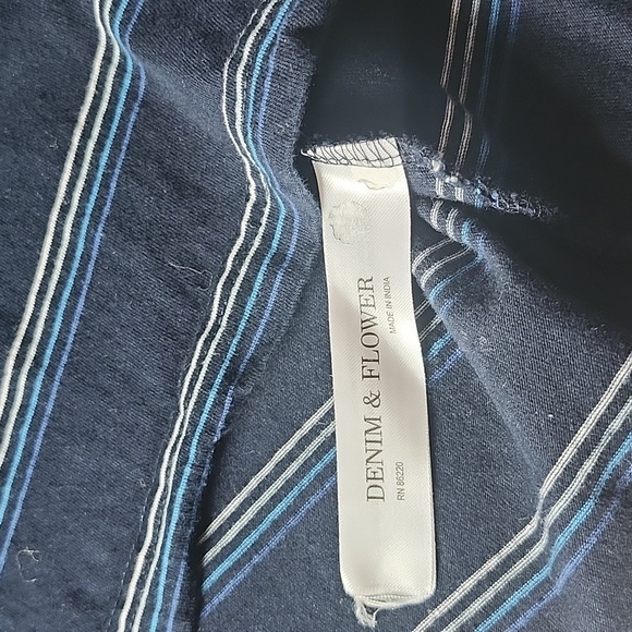 Denim & Flower Ricky Singh mens blue striped short sleeve tshirt - Picture 6 of 8